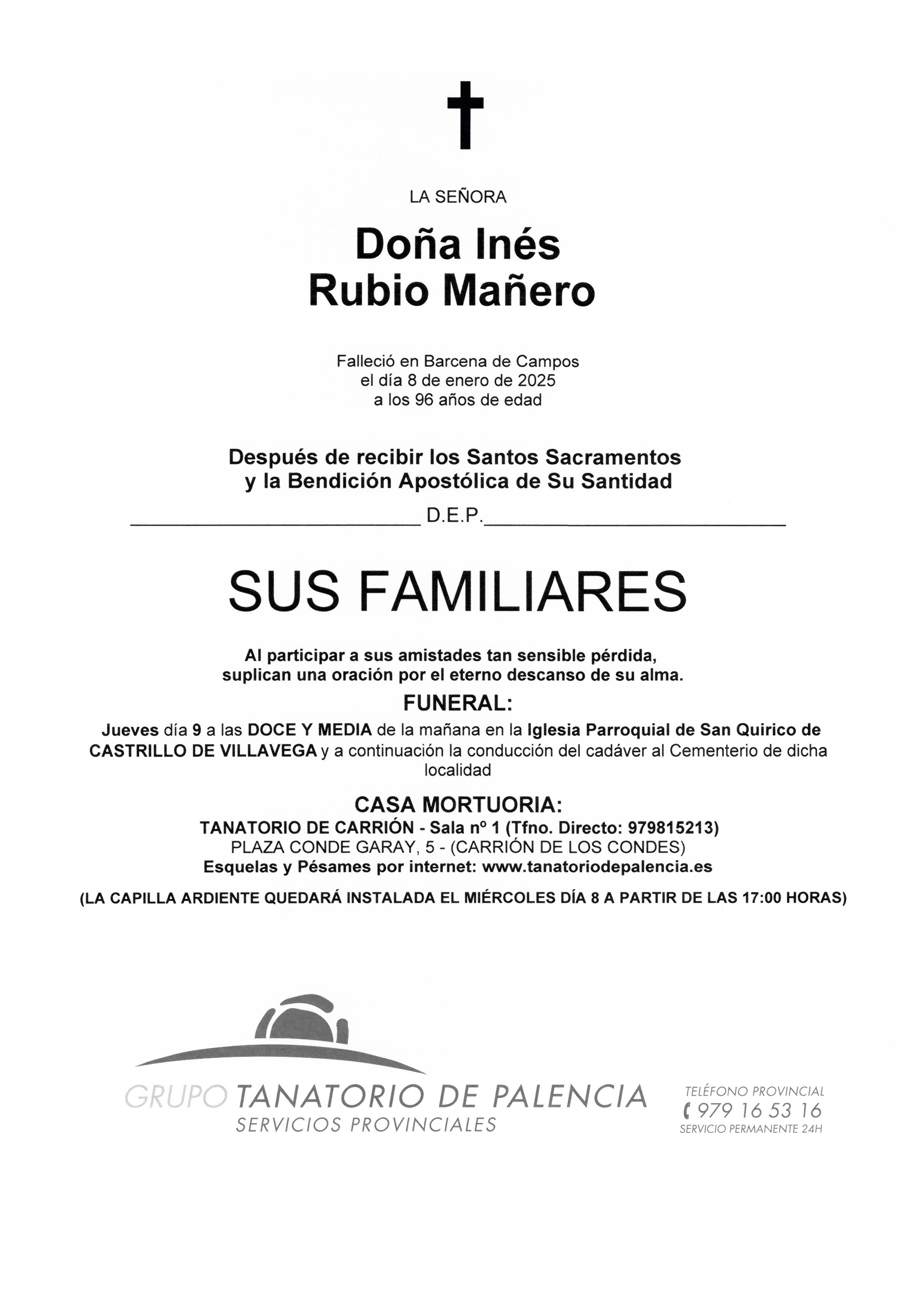 LA SEÑORA DOÑA INÉS RUBIO MAÑERO